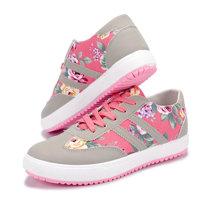 2018 new fluorescent green floral shoes single shoes flat shoesin