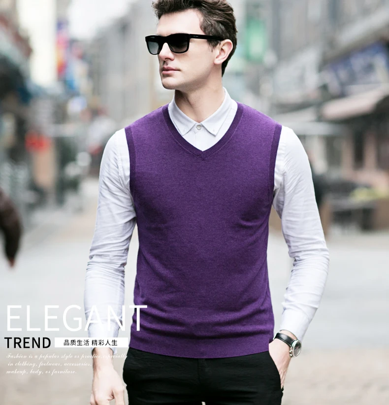 MACROSEA мужской Однотонный свитер с v-образным вырезом, жилет из чистой шерсти, высокое качество, Мужская официальная одежда, мужской деловой пуловер, свитер