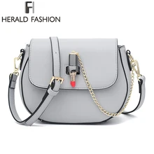 Herold Mode Berühmte Design Sattel Crossbody Tasche Lippenstift Schloss Flap Kleine Tasche Dame Pu-leder Frauenschulterbeutel Weiblichen Kupplung
