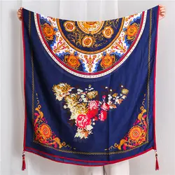 Новинка 2019 осень зима ацтекский цветочный кистовидная вискоза шарф леди люксовый бренд шали и обертывания фуляровый, мусульманский хиджаб