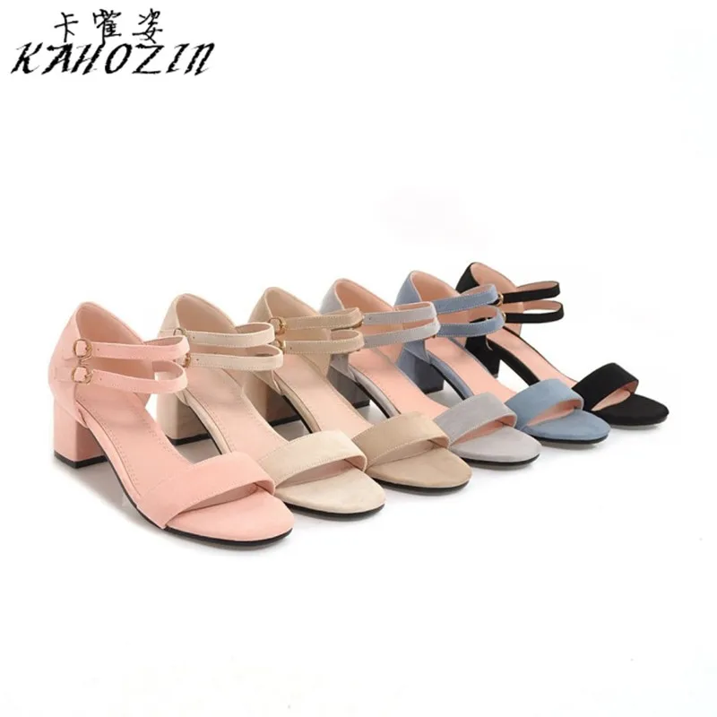 

Summer Sandals For Women 2019 Delicate suede Square heel Round head casual scarpe donna tacco buty damskie summer shoes