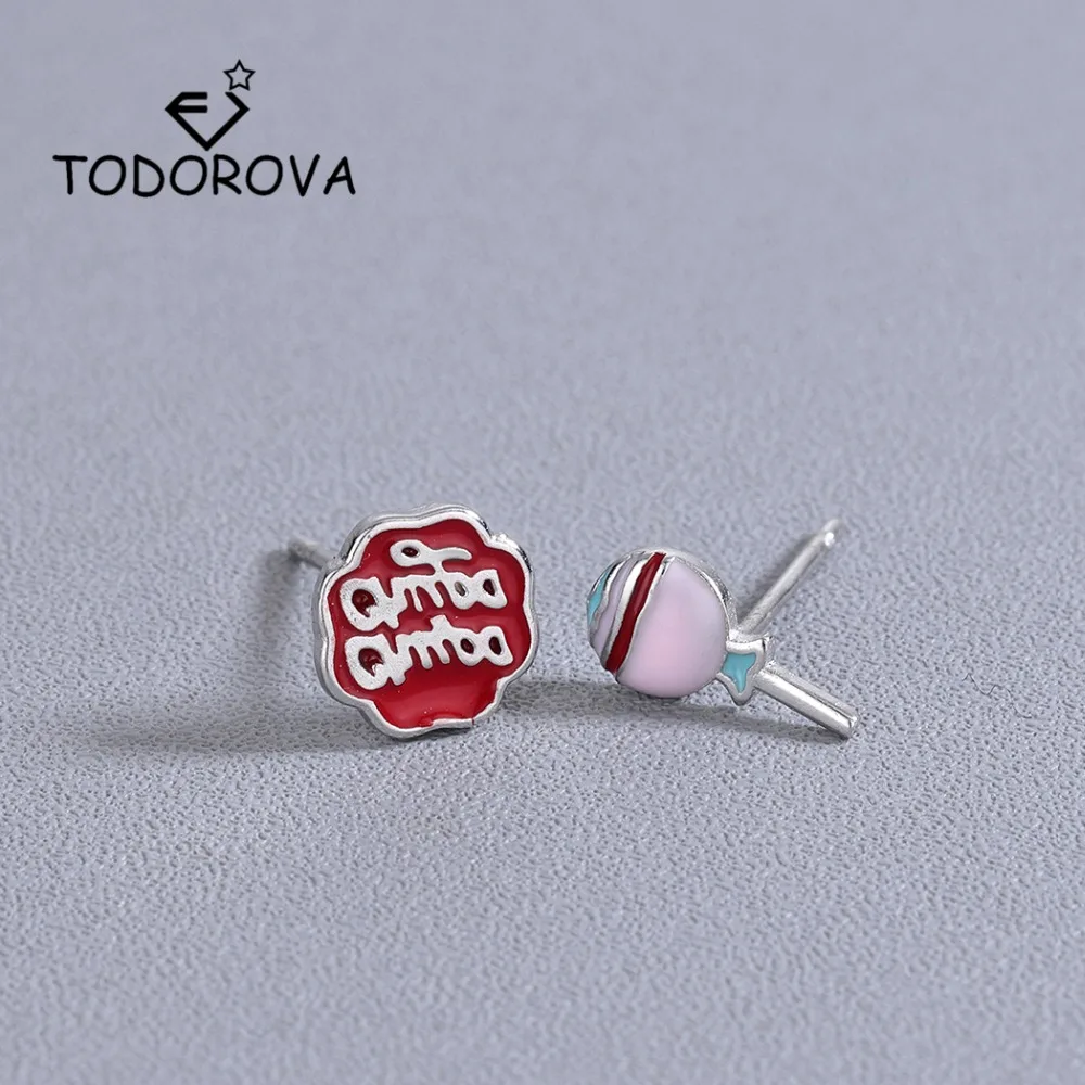

Todorova Fashion Women Earrings Cute Small Asymmetric Glaze Candy Letter Stud Earrings for Children Kids Jewelry