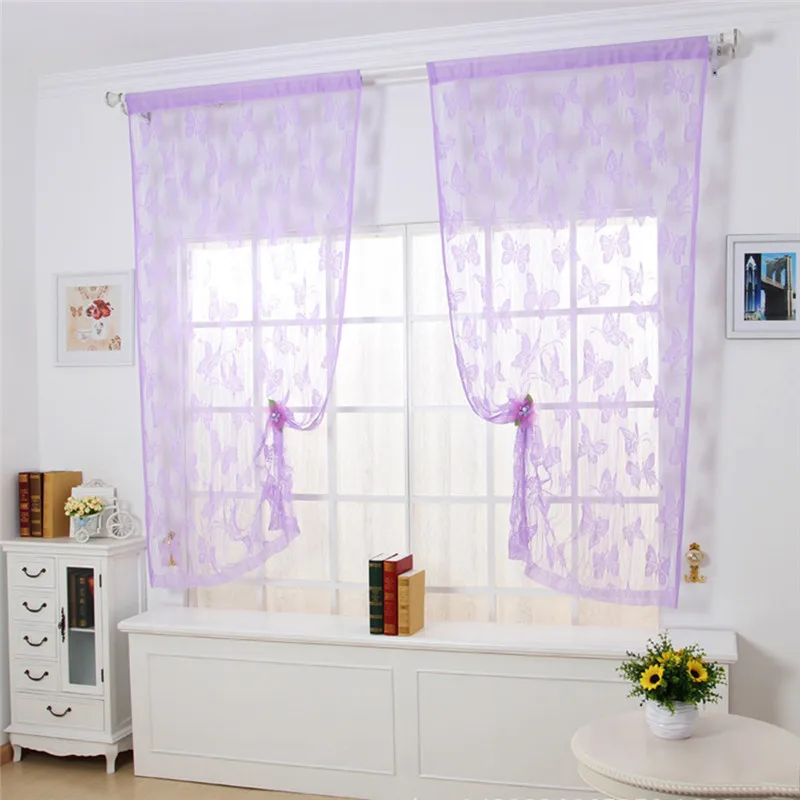 

Butterfly Jacquard Line Tulle Curtains Romantic Curtain Partition Curtain Porch Korean Curtain for The Kitchen