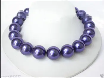 

Jewelry 20mm round blue south sea shell pearl necklace 17.5"