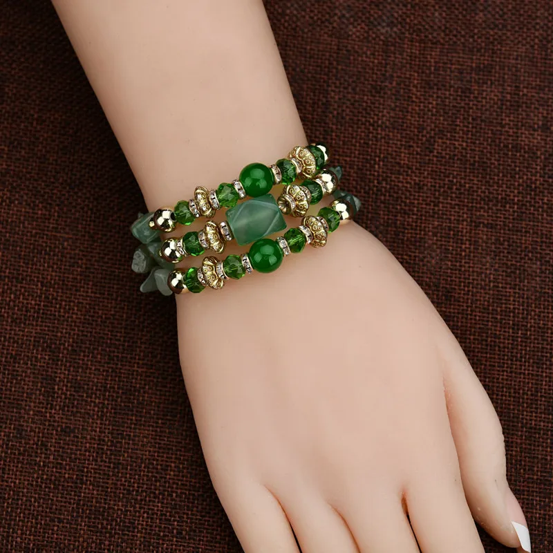 

Fashion jewelry BD New Exotic National Flavor Meltilayer Colored Stone Bracelet women Ladies bracelet gift drop shipping