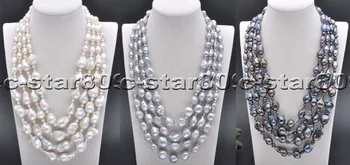 

X0457 4Strands 20mm Baroque Keshi Reborn Pearl Crystal Necklace 21inch
