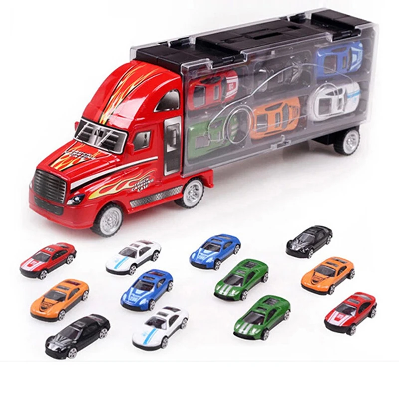 12 шт., Новое поступление, детская игрушка контейнерный грузовик, мини-машинки, игрушка для рук, коробка для транспортировки, игрушка контейнерный грузовик, машина для друзей