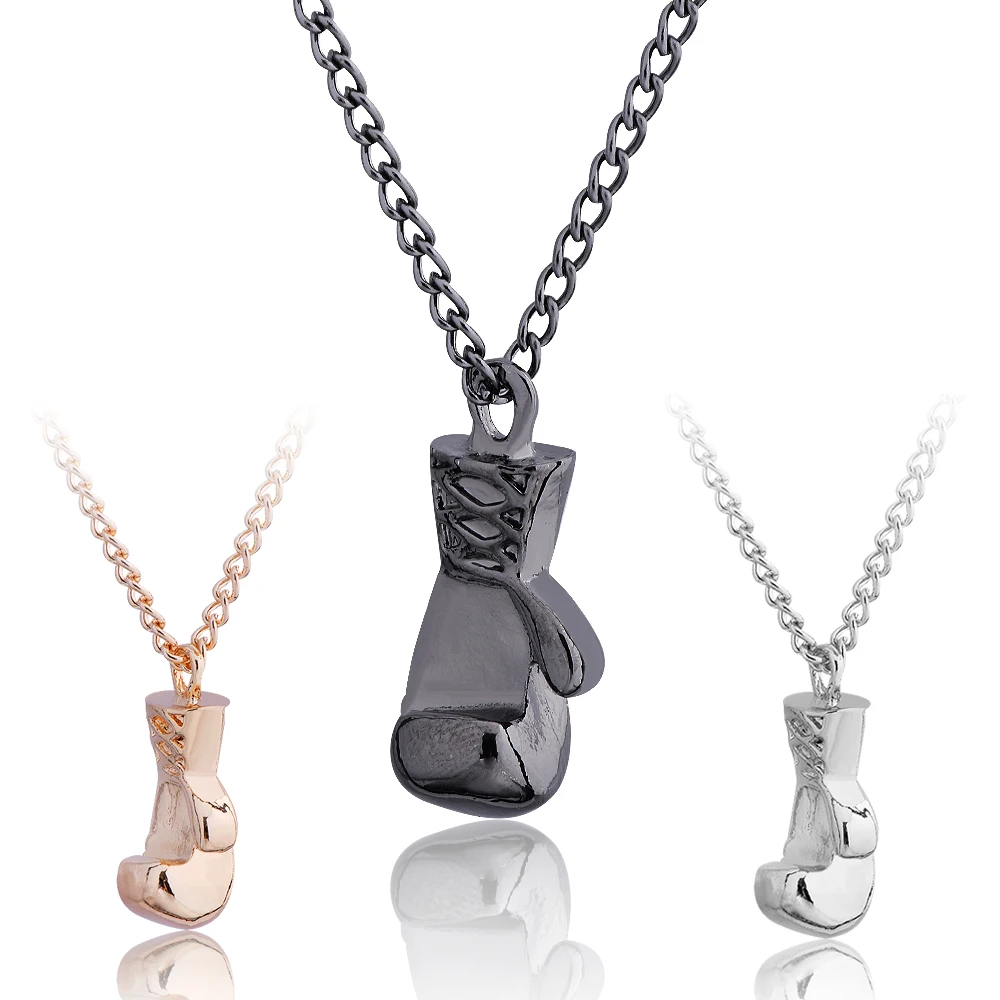 Stainless Steel Men Pendant Necklace Mini Boxing Glove Charm Fitness