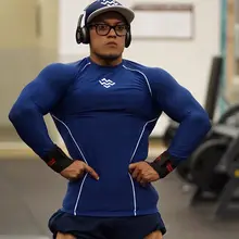 Мужская компрессионная футболка с длинным рукавом для бега и бега, быстросохнущие футболки для мужчин, для тренажерного зала, фитнеса, бодибилдинга, тренировок, обтягивающие футболки, топы, одежда