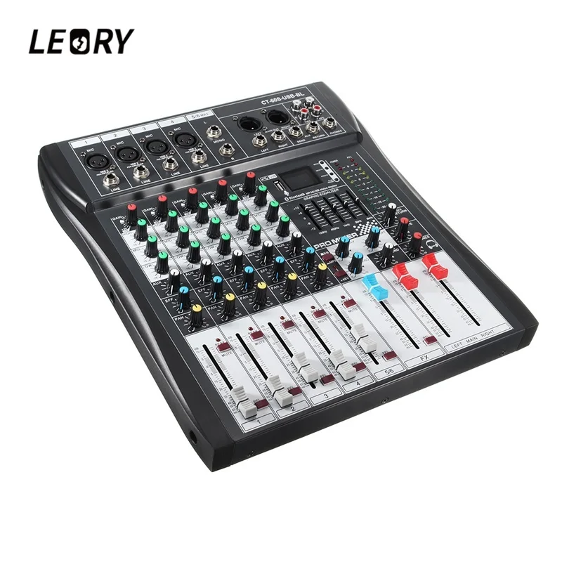 

LEORY Profissional 6 Channel DJ Mixer Controller Metal DJ Mezclador With USB bluetooth LED Screen DJ Console Wireless For Audio