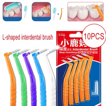

10 Pcs Interdental Brush Micro Size 0.7-1.2mm L-shaped Oral Care Floss Brush HJL2019
