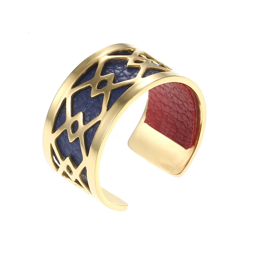 Legenstar новые золотые кольца из нержавеющей стали для женщин Anillos креативные DIY Реверсивные кожаные геометрические мужские кольца Bague Femme - Цвет основного камня: OR0004212