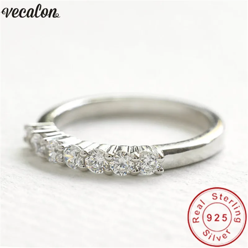 

Vecalon Handmade Promise Wedding Bands Ring Real 925 Sterling Silver 5A Zircon Cz Engagement rings for women men Finger Jewelry
