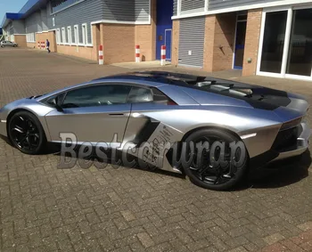

Premium Silver Chrome Brushed aluminum Vinyl FOR Full Car Body Wrap With air bubble Free PROTWRAPS Sticker:1.52*20M/Roll