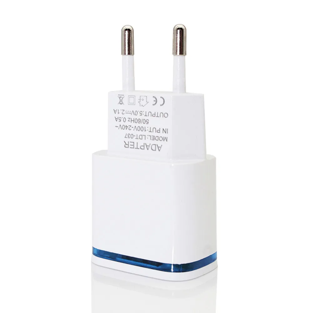 2 usb порта высококачественное зарядное устройство для iPhone для SamSung свет светодиодный ЕС штекер 5 В 4A настенный адаптер идеально подходит для путешествий дома или офиса