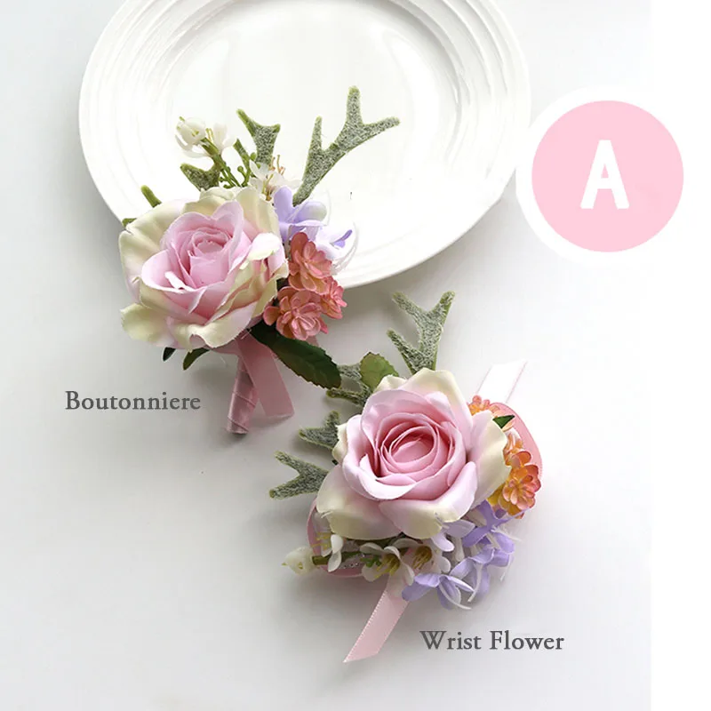pink wrist corsage boutonniere wedding  (11)