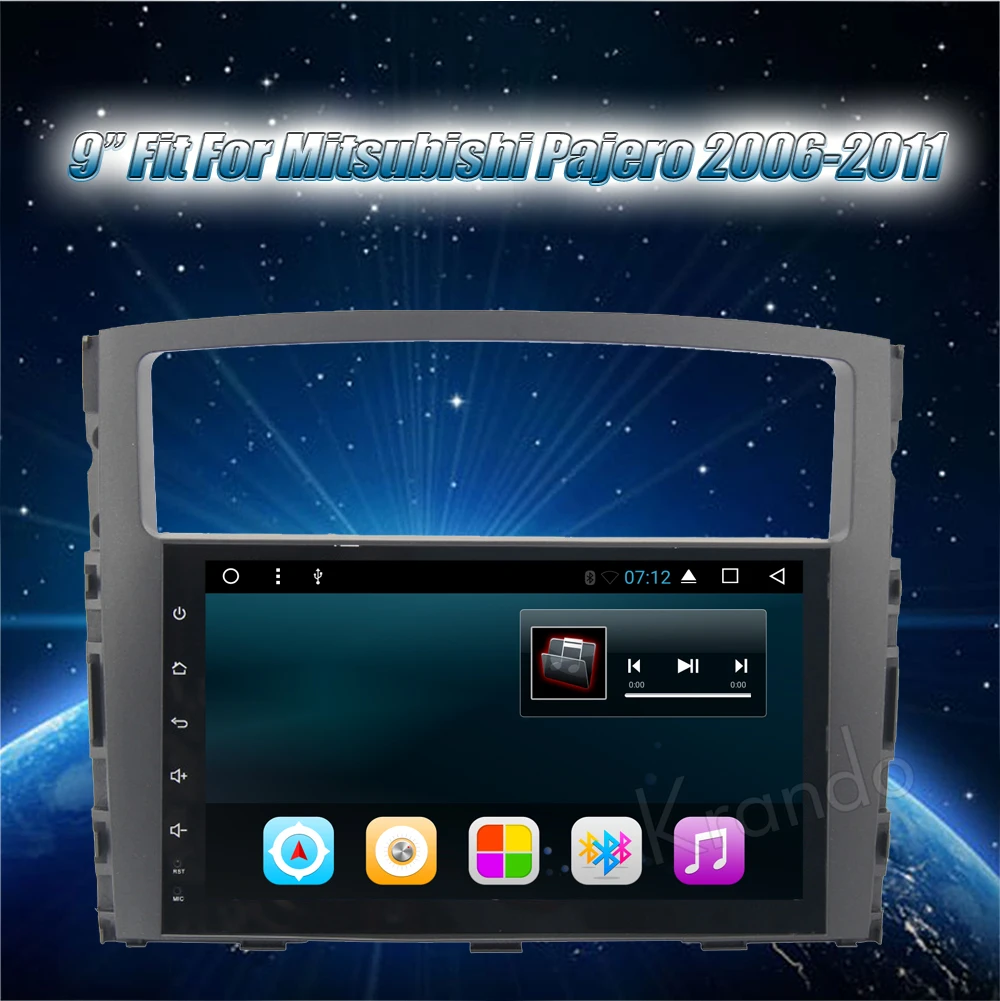 Excellent Krando Android 7.1 9" (no dvd) car audio navigation gps for Mitsubish Pajero 2006-2011 radio multimedia entertainment system 1