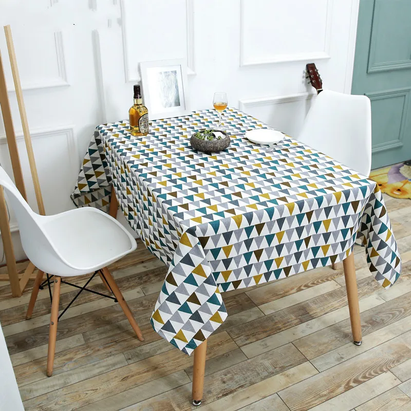 

Triangle Printed Patterns Table Cloth Cotton Linen Dining Decorated Mediterranean Style Can Wash The Tablecloth
