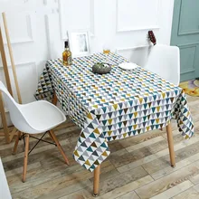 Triangle Printed Patterns Table Cloth Cotton Linen Dining Decorated Mediterranean Style Can Wash The Tablecloth