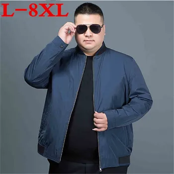

plus size 8XL 7XL Spring Autumn Men's Jackets Thin Solid Fashion Coats Male Casual loose Stand Collar Bomber Jacket Men Overcoat
