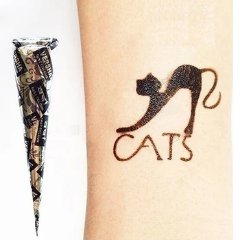 

Dropshipping 3 Pcs Henna Cones Red Brown Black + 20pcs Stencils Temporary Tattoo Kits Body Art Mehandi Ink For Body Paint SMJ