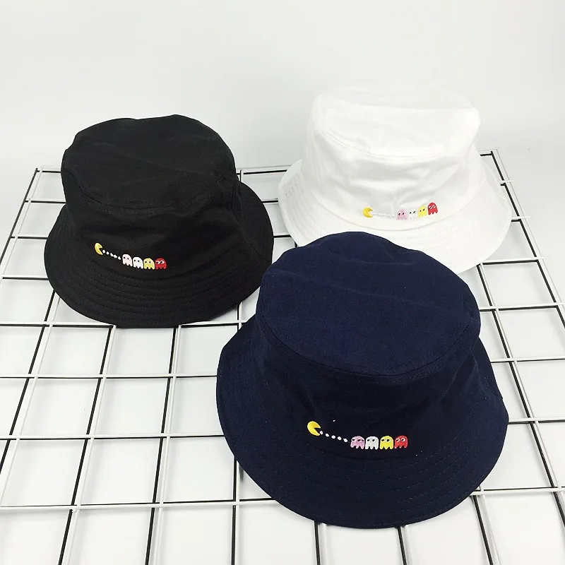 

Spring Unisex Cartoon Embroidery Sun Hats Brim Beach Hat Men's Casual Cotton Bucket Hat Outdoor Women Fisherman Caps