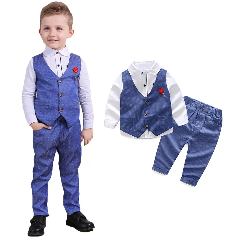 Комплекты одежды для маленьких мальчиков; осенние детские спортивные костюмы с длинными рукавами; жилет в полоску+ рубашка+ брюки; Одежда для мальчиков в джентльменском стиле