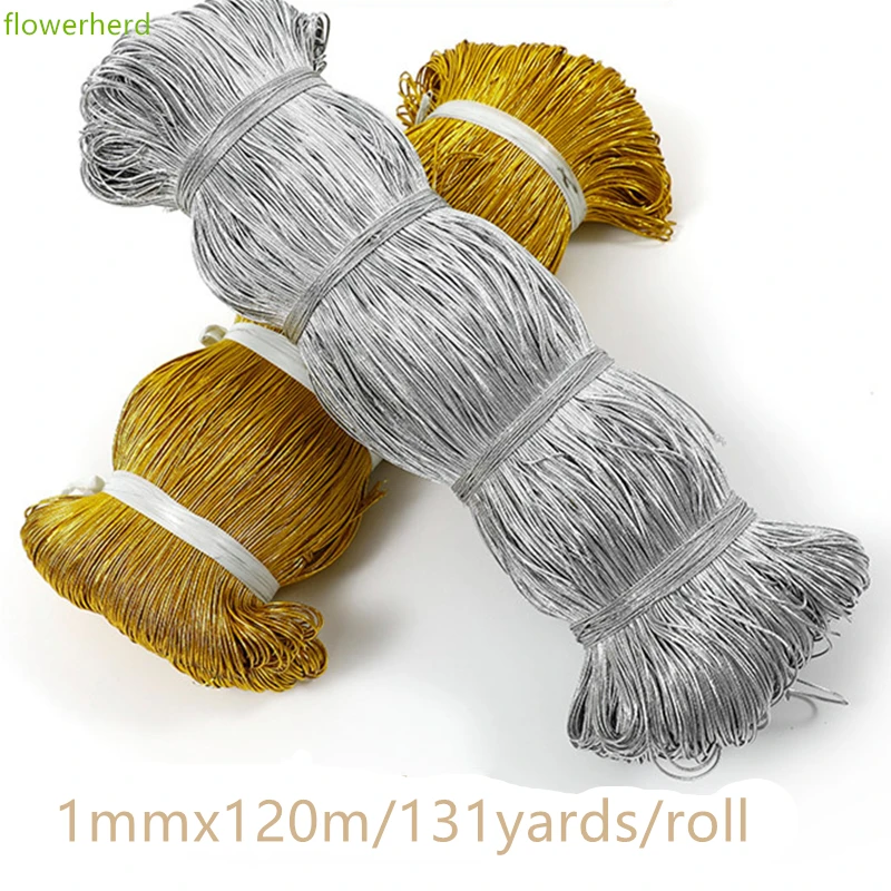 

120M/131Yards /roll Golden Silver Elastic rope Stretch Rubber Line DIY Handmade Bracelet Jewelry Crafts Supply Clothing Material