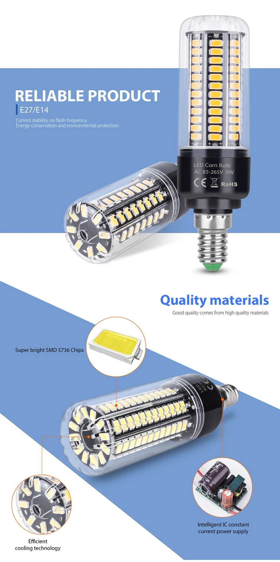 Canling E14 светодиодный светильник E27 светодиодный лампы SMD 5736 220V Светодиодная лампа-кукуруза 28 40 72 108 132 156 189 светодиодный s люстра светодиодный светильник для украшения дома