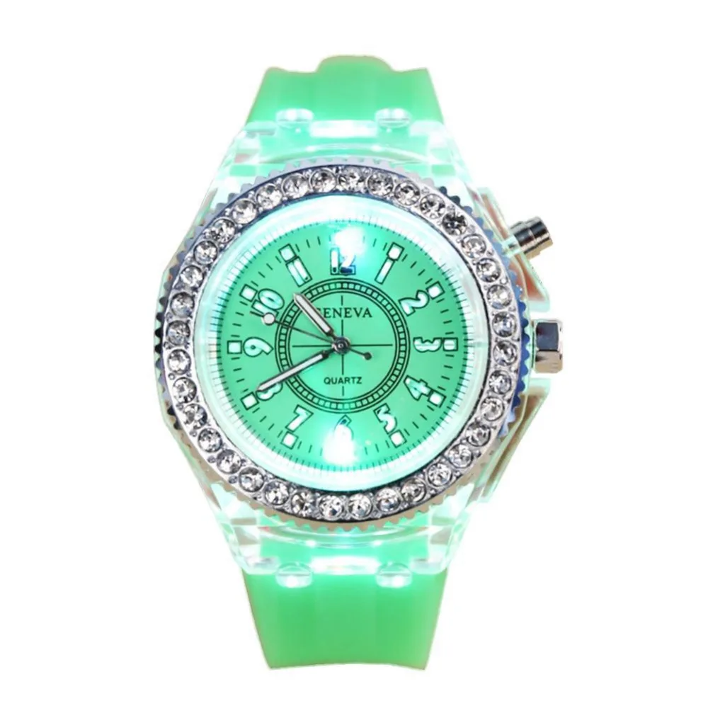 Led Flash Luminous Watch Personality trends students lovers jellies watches 9color light Wrist 5