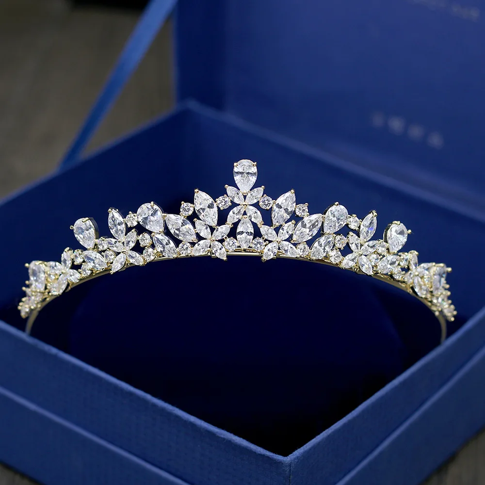 Роскошные короны из кубического циркония, Искрящаяся свадебная корона, диадемы, огранка маркиза, циркон, CZ, принцесса, выпускной, невеста, корона, корона для волос, ювелирные изделия