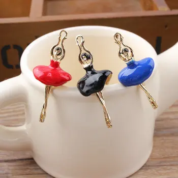 

MRHUANG 10pcs/lot Dance Girl With Skirt Enamel Charms Alloy Pendant fit necklaces bracelets DIY Jewelry Accessories