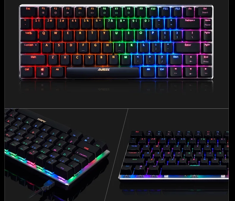 Ajazz AK33 82 клавишная панель проводная USB подсветка Механическая игровая клавиатура