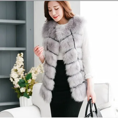 Long Élégant Fourrure Manteau V686 Travail Gilet Renard Hiver Faux Femelle De 2018 Style Vêtements Femmes Chaud Vetement Femme Automne Vison Formelle wq0418A
