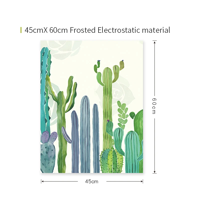 Стеклянная оконная пленка матовая непрозрачная стеклянная пленка 45*60 см/60*90 см/80*120 см домашний декор Оконное украшение BLT1086 кактус - Цвет: A 45X60cm