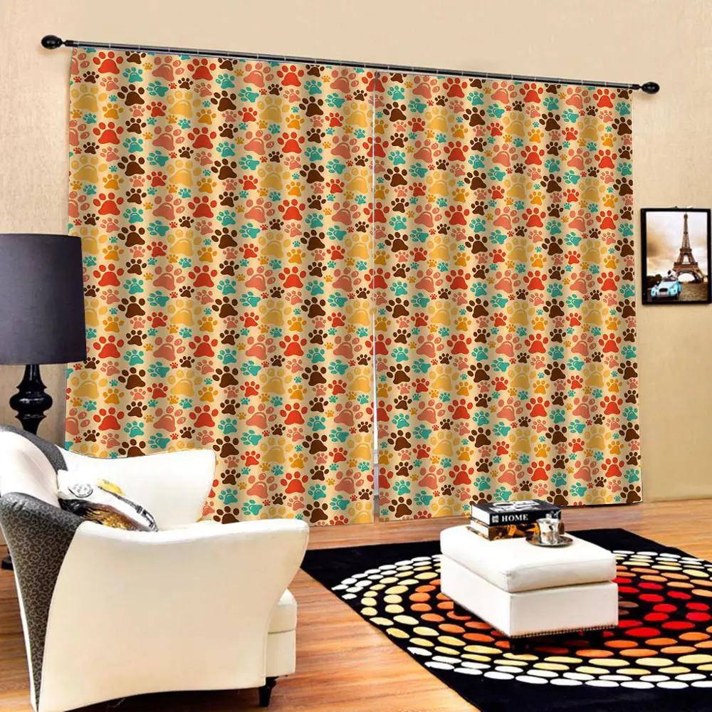 

Decoration curtains footprint curtain for bedroom living room 3D Curtain Luxury Blackout Window Curtain Living Room