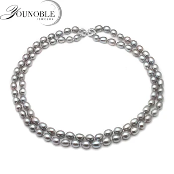 

Real natural freshwater double pearl necklace for women,water drop pearl necklace anniversary gift