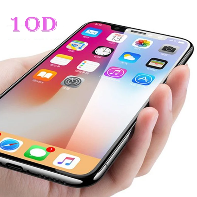 10 шт. полное покрытие 10D закаленное стекло для iPhone XS MAX XR Защита экрана X 7 8 PLUS 6 6s с