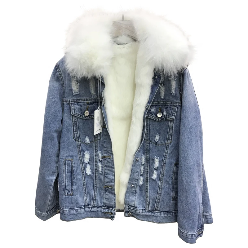 Jean 2018 Rosevans De Avec Manteau Réel Veste Fourrure white B667 Grey Nouvelle Intérieure Lapin Chaud Causalité Col Naturel D'hiver Femelle EYx6wvYq