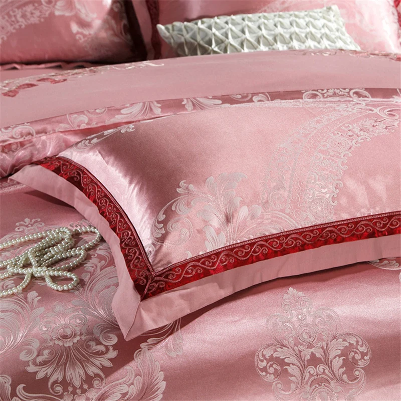 Waliicorners Silk Cotton Jacquard Golden Classic Bedding set Silky Smooth Duvet Cover Bed Sheet Pillowcases 35 201861313443-4