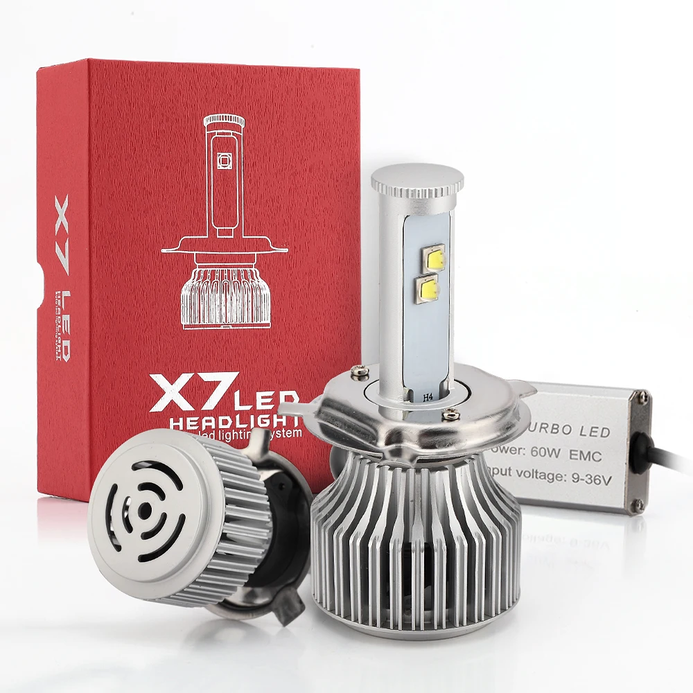 

Original H4 - A 6000K X7 Car Headlight Lamp 120W 9600LM High Low Beam Auto Front Headlamp Replacement LED Light Bulb Kit 12V 24V