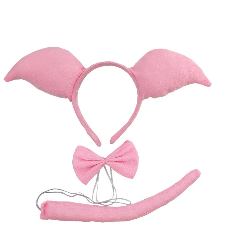 Girl Pink Pig Cosplay Animal Ear Headband Tutu Skirt Set Kids Children Birthday Party Props Costume Gift Halloween Christmas