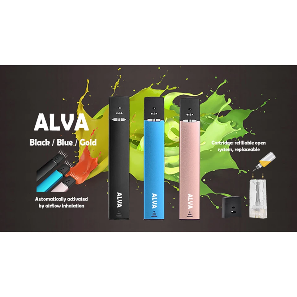 Original Longmada ALVA Vaporizer Kit 350mAh Battery Ceramic Cotton Core CBD Vape Pen With 1.0 ml Pod Cartridge Starter Kit