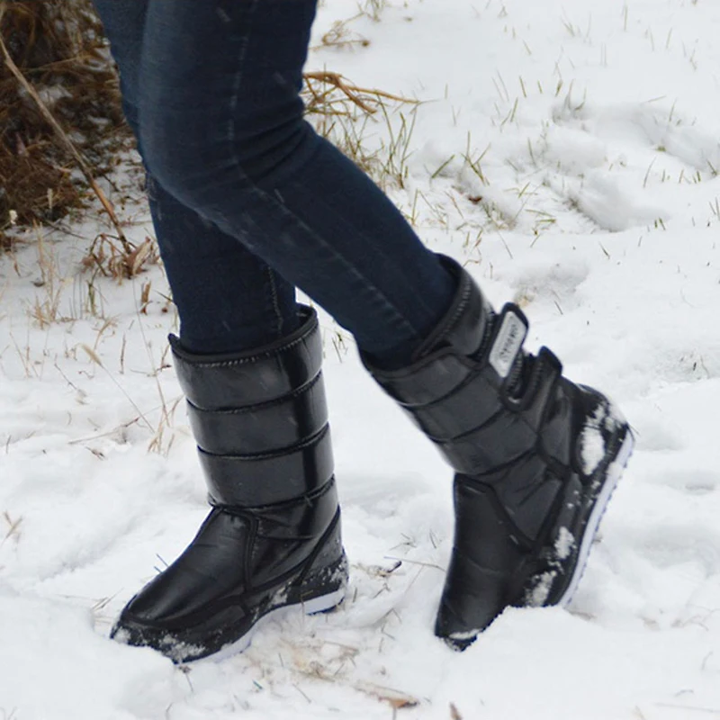 

Waterproof non-slip women snow boots fashion black platform women winter shoes white flat fur rain Mid-Calf boots female DBT1052