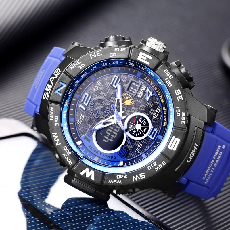 SBAO спортивные часы для мужчин лучший бренд класса люкс известный новый электронные наручные светодио дный светодиодный цифровой наручные