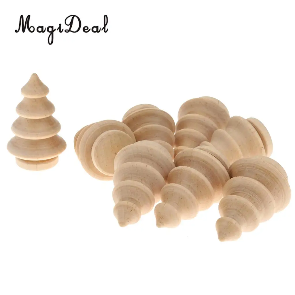 30 Pieces Assorted Blank Christmas Tree Snowman People Nest Wooden Peg Dolls Crafts DIY Montessori Toys Wedding Cake Toppers