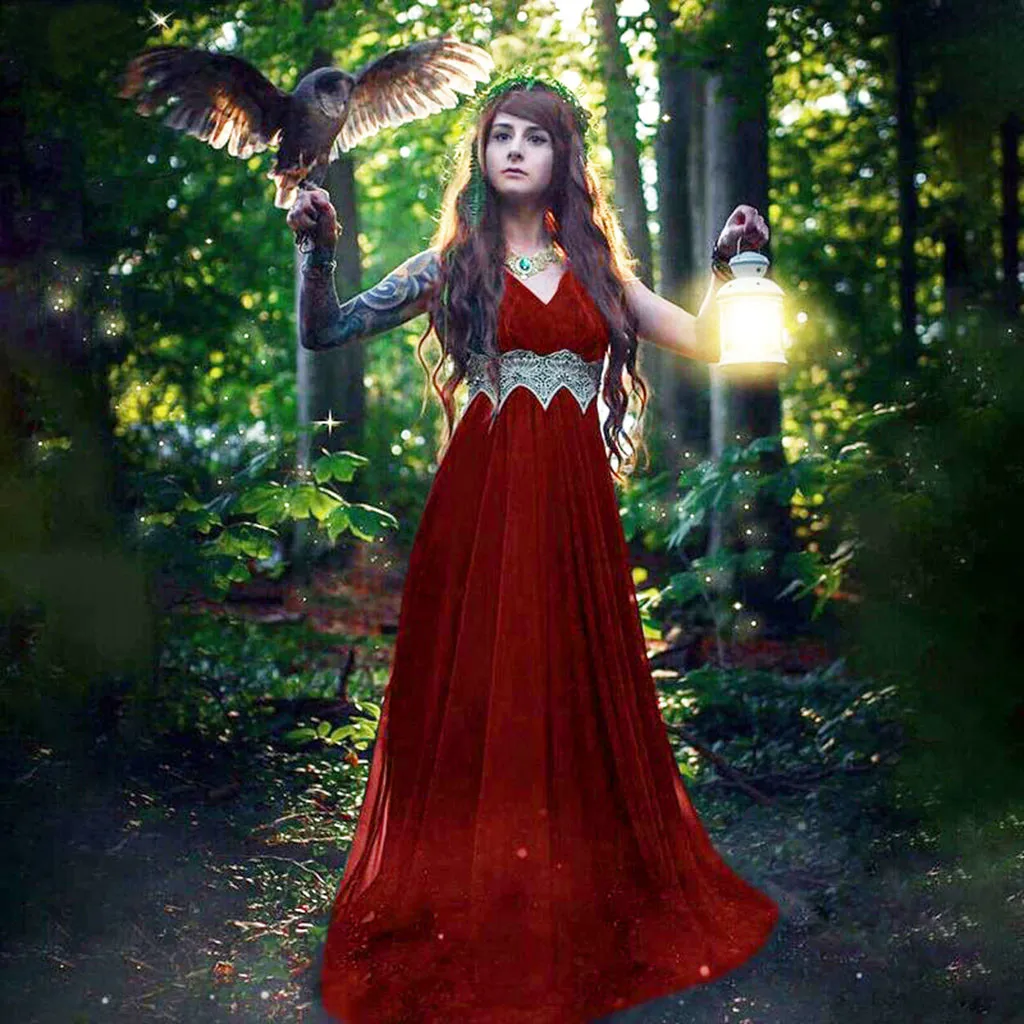 

Vintage dress women Medieval Renaissance Gothic Lace Cosplay Summer dress Retro Elegant Sexy High waist Long Maxi Dress vestidos