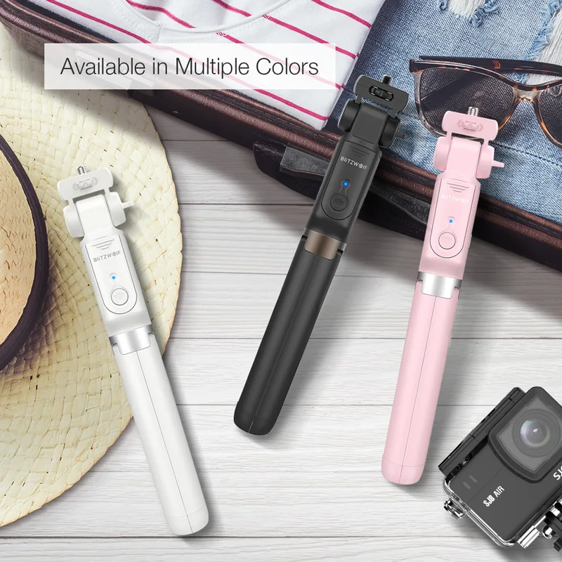 Instock BlitzWolf Handheld Tripod Selfie Stick Extended Multi-angle Bluetooth Tripod Selfie Stick for Smartphones Sports Camera