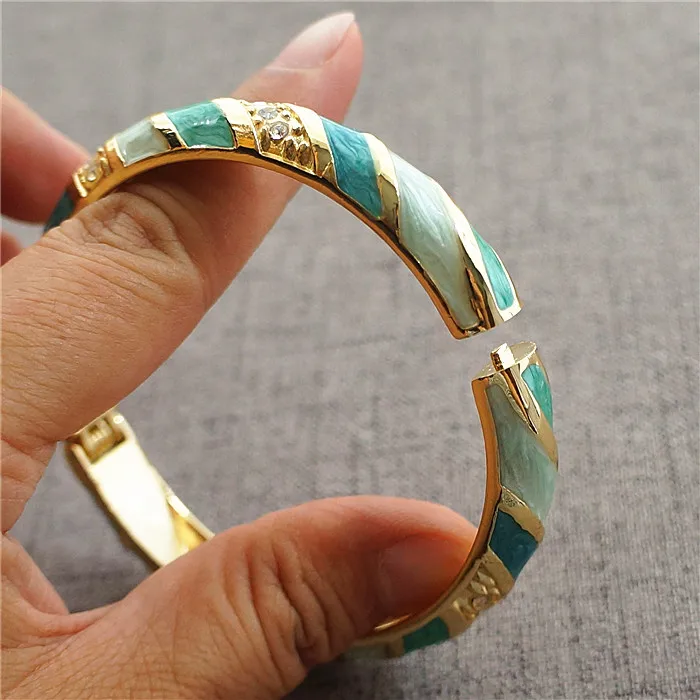 Китайская перегородчатая эмаль цвет Женские Браслеты Стразы эмалевый браслет Высокое качество модные ювелирные изделия подарок на день рождения