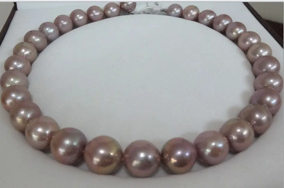 

Hot selling free shipping******* HUGE 17"13MM NATURAL SOUTH SEA GENUINE PURPLE LAVENDER PEARL NECKLACE ROUND AA